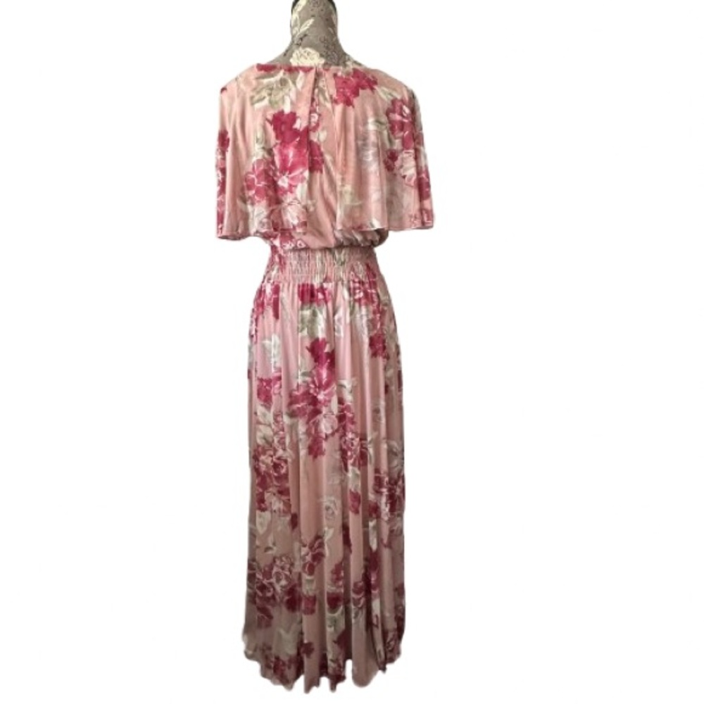 NWT Enfocus Studio Size 6 Pink Pleated Smocked Maxi Dress Short Fluttered Sleeve - Picture 2 of 16